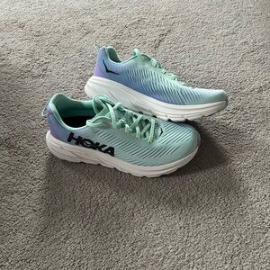 Hoka Aqua and Lavender Athletic Shoes